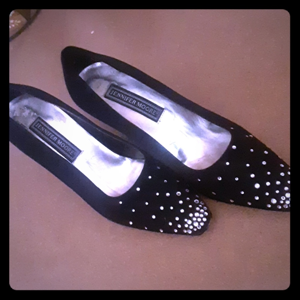 Blacked jeweled Jennifer Moore heels